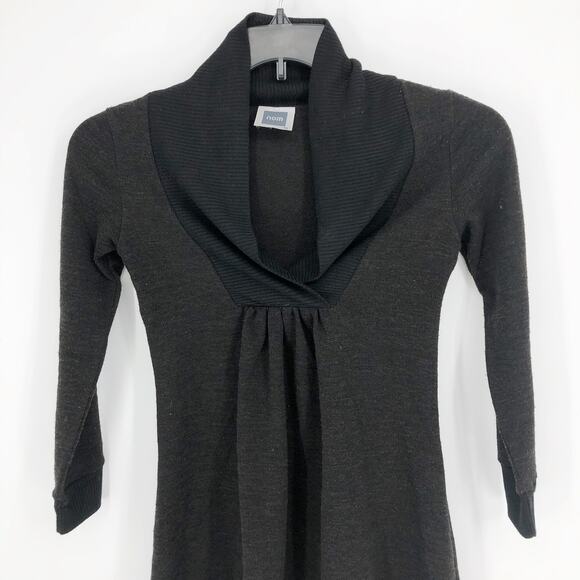 Nom Maternity Womens Luna Sweater XS Dark Gray Stretch Shawl Collar Knit - Picture 3 of 9